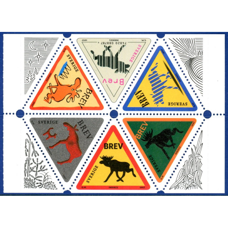 Sverige 1997. Elge. AFA nr. 1939-44 postfrisk stemplet  hæfte FDC