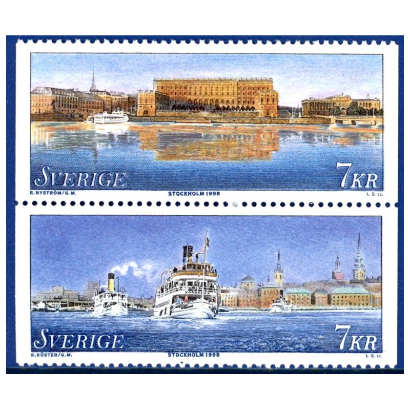 Sverige 1998. Stockholm. AFA nr. 1984-5 postfrisk stemplet  hæfte FDC parstykkke