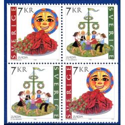 Sverige 1998. CEPT. AFA nr. 1986-7 postfrisk stemplet  hæfte FDC parstykkke