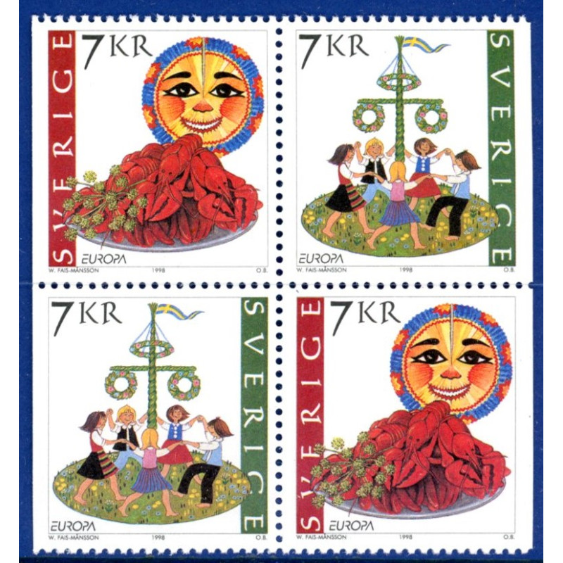 Sverige 1998. CEPT. AFA nr. 1986-7 postfrisk stemplet  hæfte FDC parstykkke