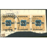1918. 27-Øres provisorier. 3-stribe på klip, AFA nr. 97 (o)  Ubrugt Stemplet FDC