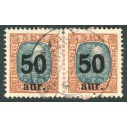 Island. 1925. Provisorier 50/5 kr. Parstykke AFA nr. 113 (o) **  postfrisk st. stemplet FDC