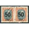 Island. 1925. Provisorier 50/5 kr. Parstykke AFA nr. 113 (o) **  postfrisk st. stemplet FDC