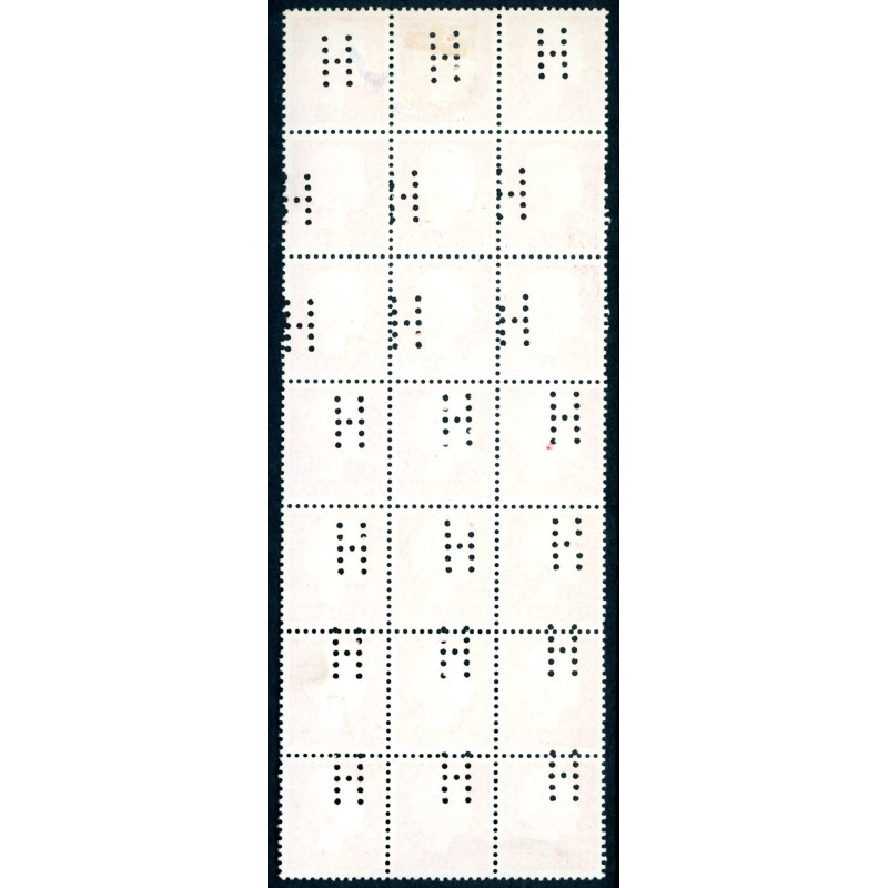 1977. Margrethe AFA nr 646 21-blokmed perfin "H" **/*