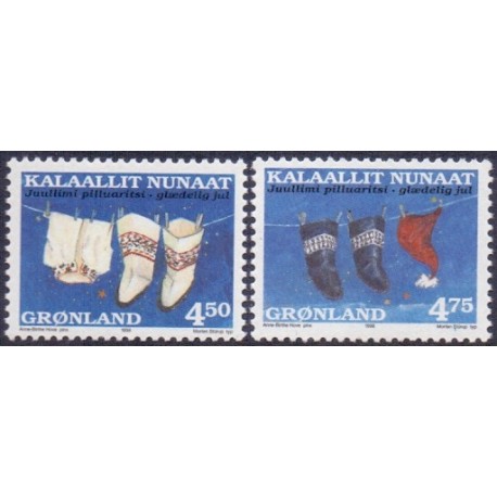 1998. 4,50-4,75 Kr. Julefrimærker, AFA nr. 334-5 postfrisk stemplet
