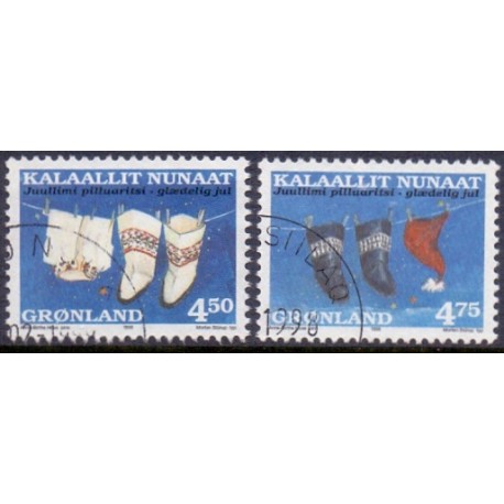 1998. 4,50-4,75 Kr. Julefrimærker, AFA nr. 334-5 postfrisk stemplet