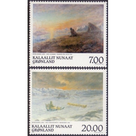 1999. 7,00-20,00 Kr. Grønlandske  kunstnere. AFA nr. 342-3 postfrisk stemplet