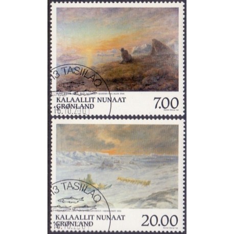 1999. 7,00-20,00 Kr. Grønlandske  kunstnere. AFA nr. 342-3 postfrisk stemplet
