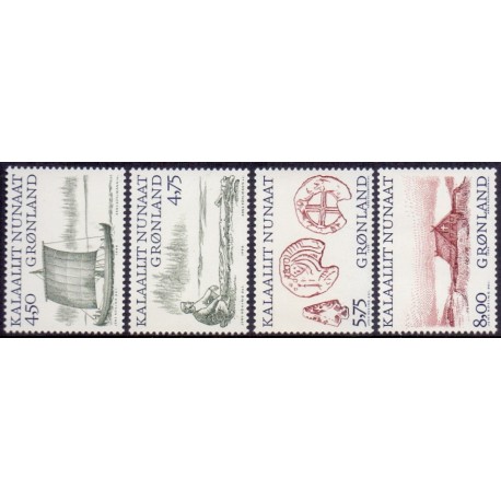 1999. 4,50-8,00 Kr. Arktiske vikinger I. AFA nr. 344-47 postfrisk stemplet