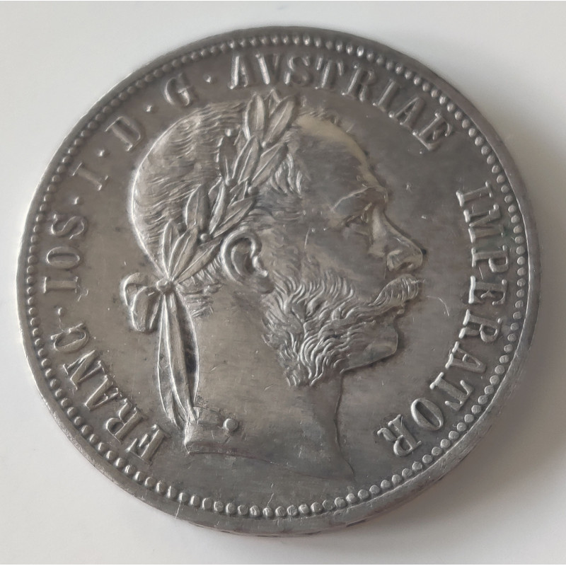 Østrig-Austria. Franz Joseph I 1877,  Florin. Sølv (900) 12,35g