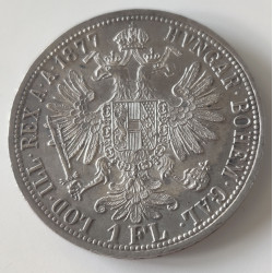 Østrig-Austria. Franz Joseph I 1877,  Florin. Sølv (900) 12,35g