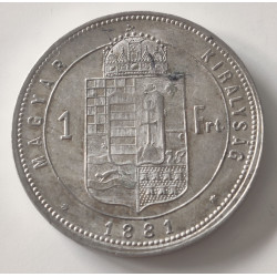 Ungarn-Hungary. 1881. 1 Forint, Franz Joseph, sølv (0.900) 12,35g