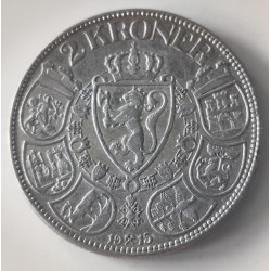 Norge-Norway. 1915 Haakon VII, 2 Kr. Sølv (0.800) 15g