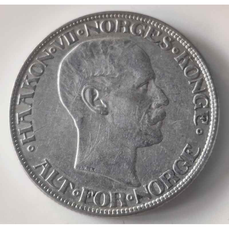 Norge-Norway. 1915 Haakon VII, 2 Kr. Sølv (0.800) 15g