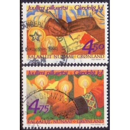 1999. 4,50-4,75 Kr. Julefrimærker. AFA nr. 350-1 postfrisk stemplet