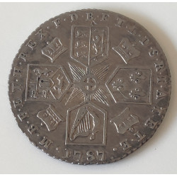 England. 1787 Shilling Silver Georgius III (no Hearts In Hanoverian Shield)