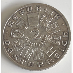 Østrig-Austria. Franz Schubert, 2 schilling. Sølv (.640) 12g