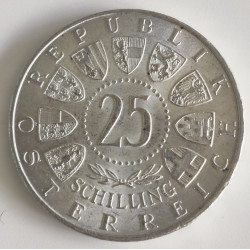 Østrig-Austria. 1956.  Mozart, 25 Schilling. Sølv (.800) 13g
