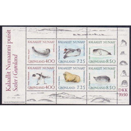 1991. 39,50 Kr. Grønlandske Sæler. AFA nr. 217 postfrisk stemplet