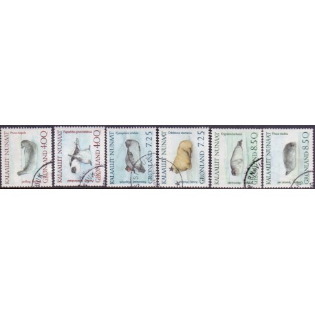 1991. 4,00-8,50 Kr. Grønlandske Sæler. AFA nr. 211-16 postfrisk stemplet