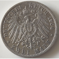 Tyskland-Germany. 1904, ZWEI MARK (William II) Sølv (.900) 11.11 g