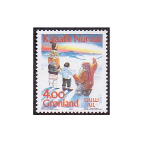 1992. 4,00 Kr. Julemærke. AFA nr. 230 postfrisk stemplet