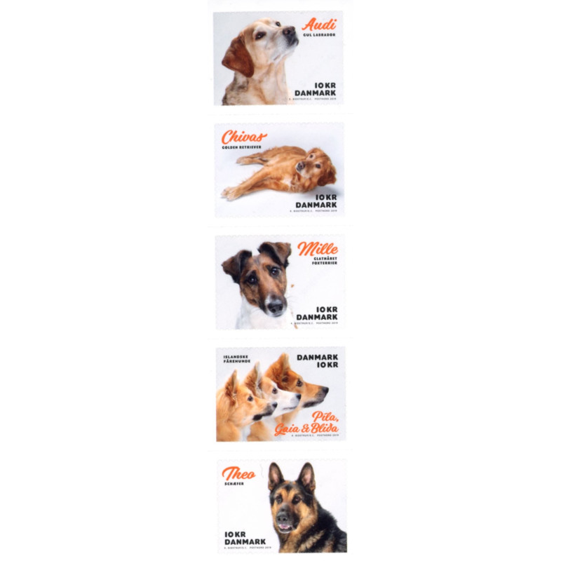 2019. Min Hund. AFA nr. 1973-77 ** (o) Stemplet FDC