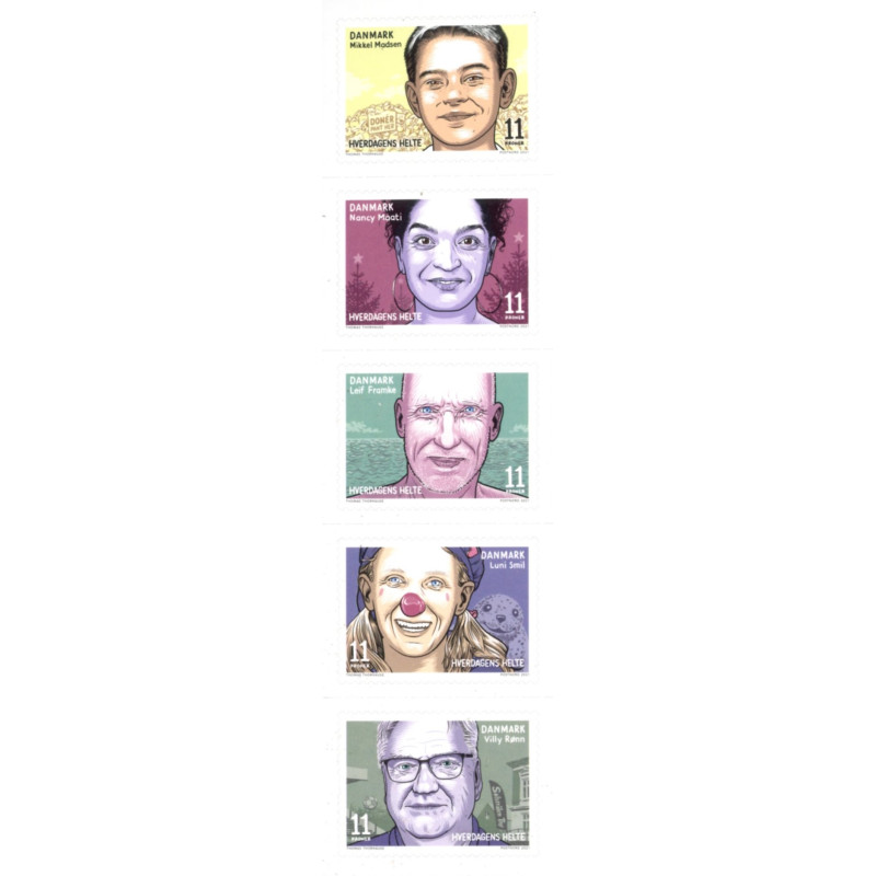 2021. Hverdagens Helte. AFA nr. 2043-47 **       (o) postfrisk    Stemplet FDC