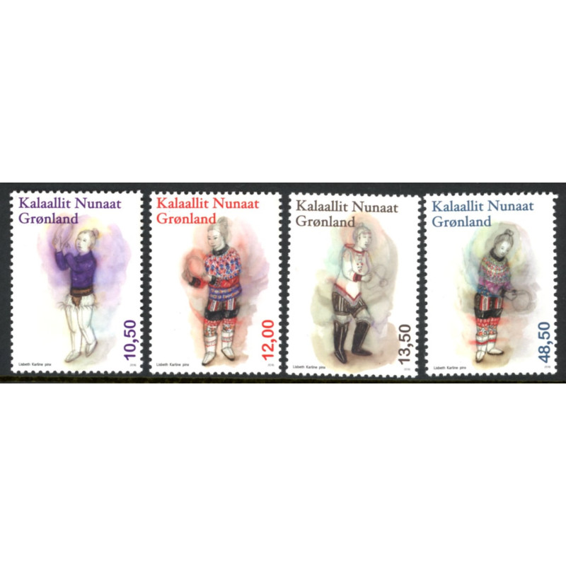 2016, 10,50-48,50 Kr. Kvinders nationaldragt. AFA nr. 719-22 postfrisk  stemplet FDC