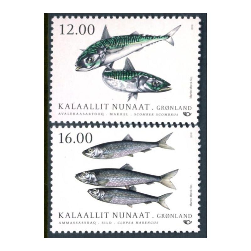 2018. 12-16,00 Kr. Norden Fisk i Grønland AFA nr. 792-93 **   postfrisk  stemplet FDC