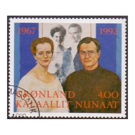 1992. 4,00 Kr. Dr. Margrethe sølvbryllup. AFA nr. 227 postfrisk stemplet