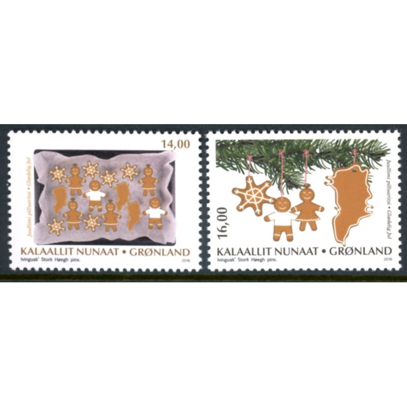 2018. 14-16,00 Kr. Julefrimærker, AFA nr. 807-08 **   postfrisk  stemplet FDC
