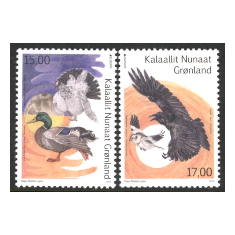 2019. Europa. Nationalfugl. AFA nr. 823-24 **                   postfrisk  stemplet FDC