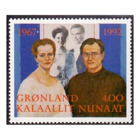 1992. 4,00 Kr. Dr. Margrethe sølvbryllup. AFA nr. 227 postfrisk stemplet