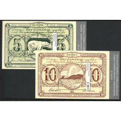 2019. Grønlandske pengesedler, miniark. AFA nr. 821-22 **                   postfrisk  stemplet FDC