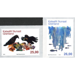 2019. Miljø i Grønland III. AFA nr. 831-32 **              postfrisk  stemplet FDC