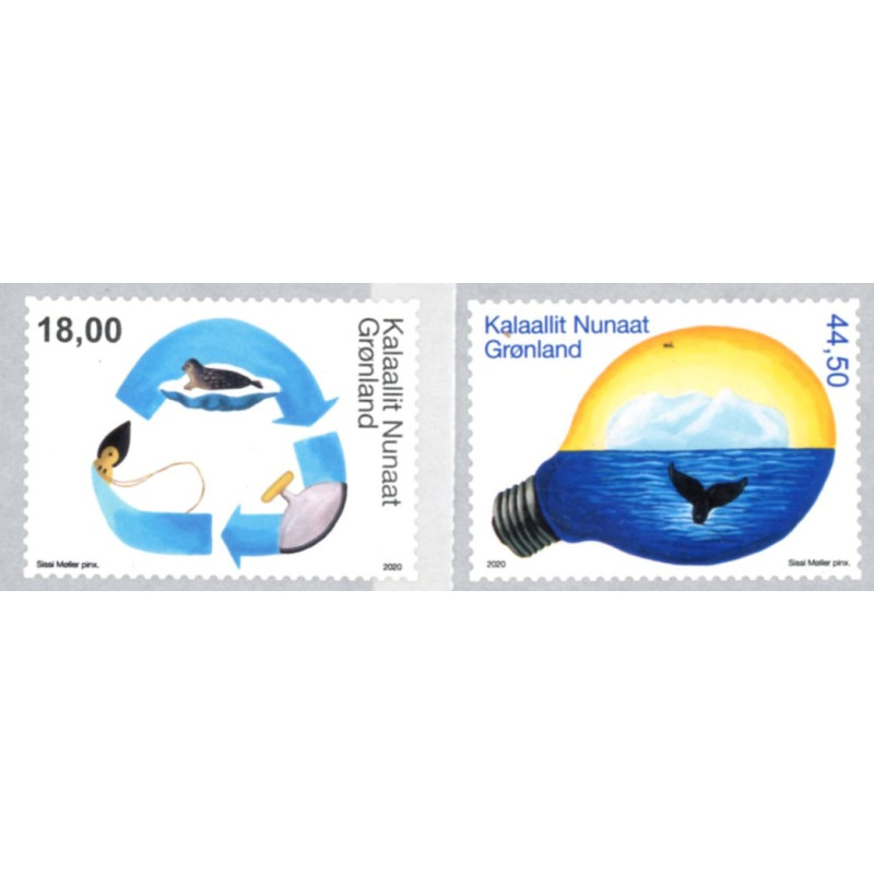 2020. Miljø i Grønland. AFA nr. 837-38 **           postfrisk  stemplet FDC