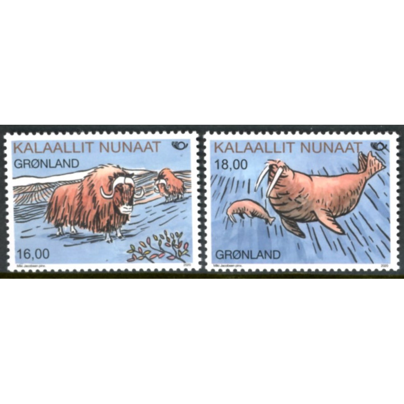 2020. Norden. Pattedyr. AFA nr. 853-54 **       postfrisk  stemplet FDC
