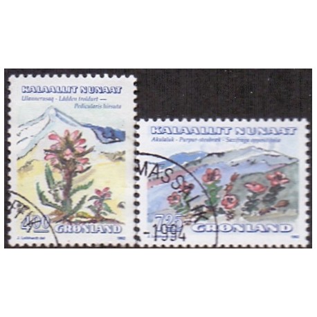 1992. 4,00-7,25 Kr. Blomster III. AFA nr. 224-25 postfrisk stemplet
