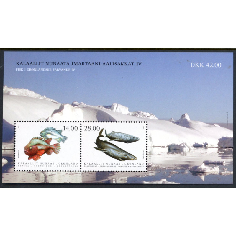 2021. Fisk i Grønland, miniark. AFA nr. 874 **               postfrisk  stemplet FDC
