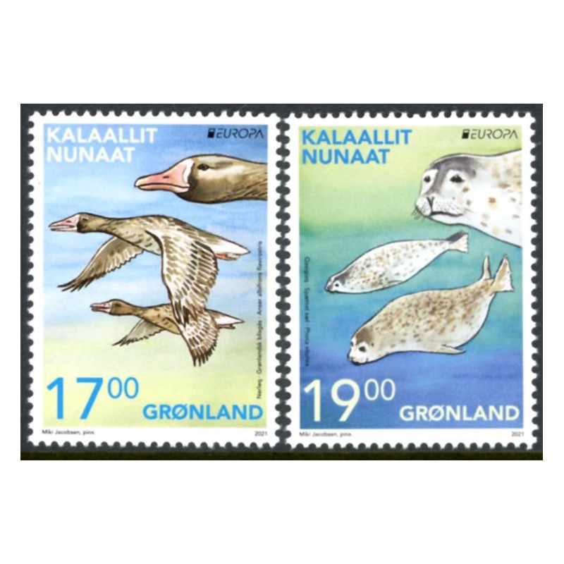 2021. Europa, Truet dyreliv. AFA nr. 882-83 **           postfrisk  stemplet FDC