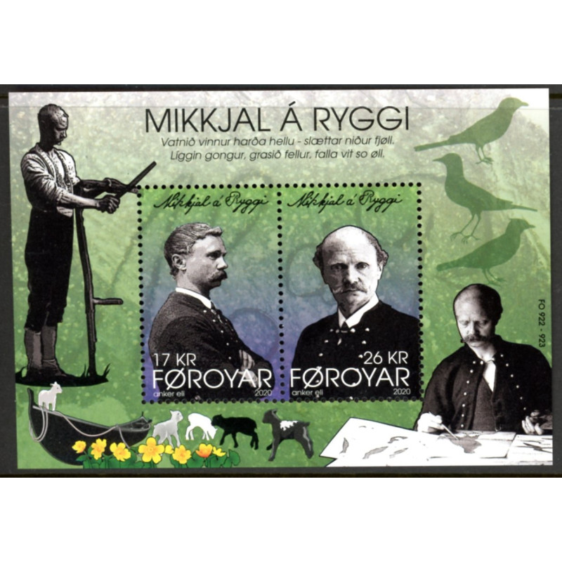 2020. Mikkjal á Ryggi, miniark. AFA nr. 961-63 **                               , (o) Postfrisk stemplet