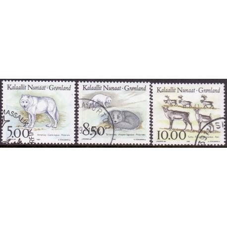 1993. 5,00-10,00 kr. Dyr i Grønland I. AFA nr. 241-3, postfrisk stemplet