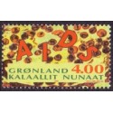 1993. 4,00 kr. AIDS mærke. AFA nr. 240 postfrisk stemplet