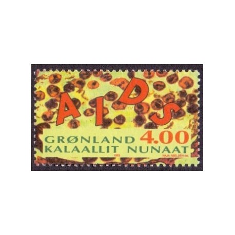1993. 4,00 kr. AIDS mærke. AFA nr. 240 postfrisk stemplet