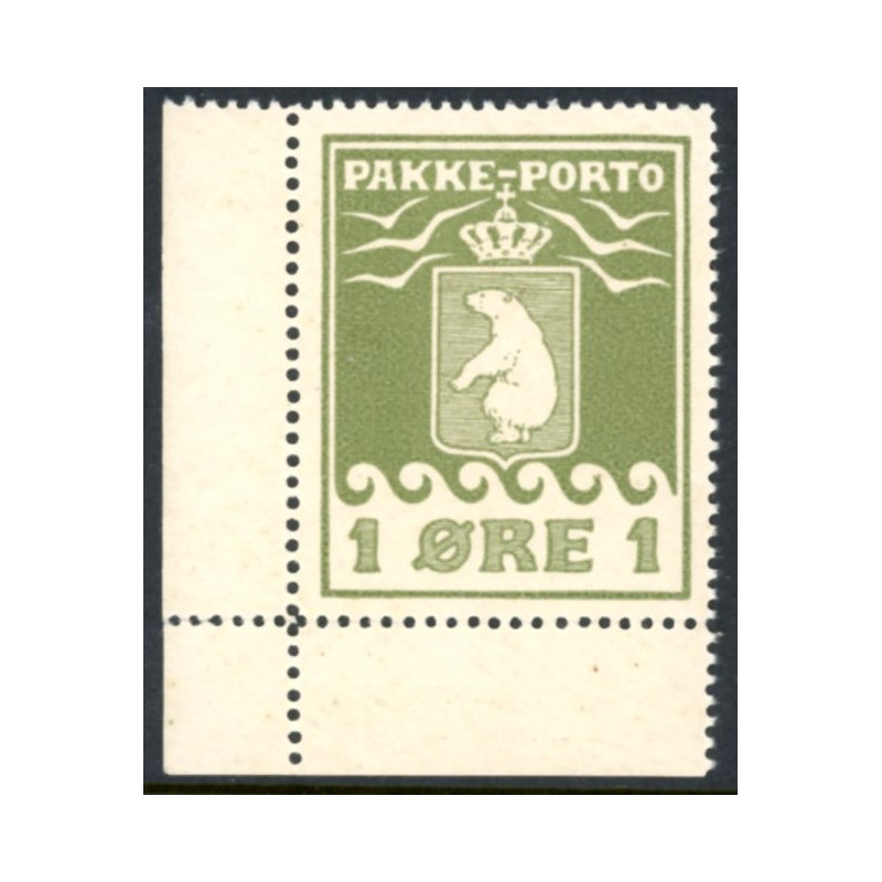 Grønland/Greenland 1905 1 Øre. Olivgrøn. AFA nr. 1 postfrisk stemplet
