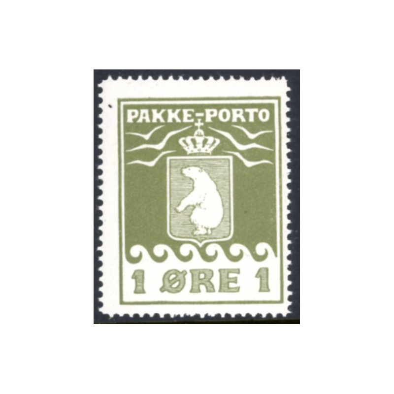 Grønland/Greenland 1915 1 Øre. Olivgrøn. AFA nr. 4 postfrisk stemplet