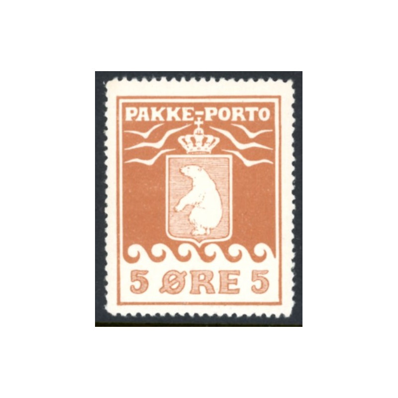 Grønland/Greenland 1915 5 Øre. Brun. AFA nr.6 postfrisk stemplet