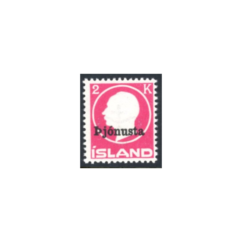 Island Tjenstemærker 2 kr. Pjónnusta, uden punktum. AFA nr. 41a **   stemplet st.