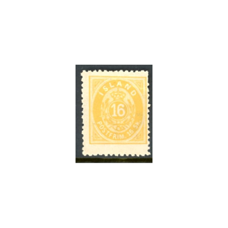 Island. 1873.  16 sk. LINIETAKKET. AFA nr. 4B  ** postfrisk st. stemplet FDC